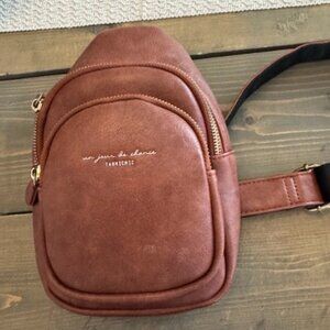 Aomiduo Small Sling Backpack Leather Crossbody Bag Purse Shoulder Bag